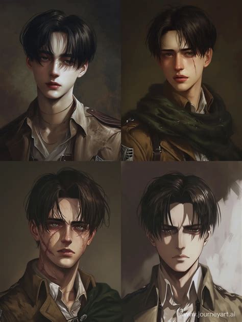 Realistic Levi Ackerman Portrait Titan Fighter With Mocking Smirk