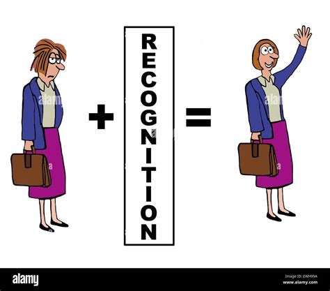 Business Cartoon Showing The Positive Impact Of Recognition On The