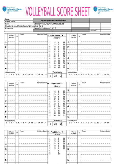 Downloadable Printable Volleyball Score Sheet Pdf Printable Word Searches