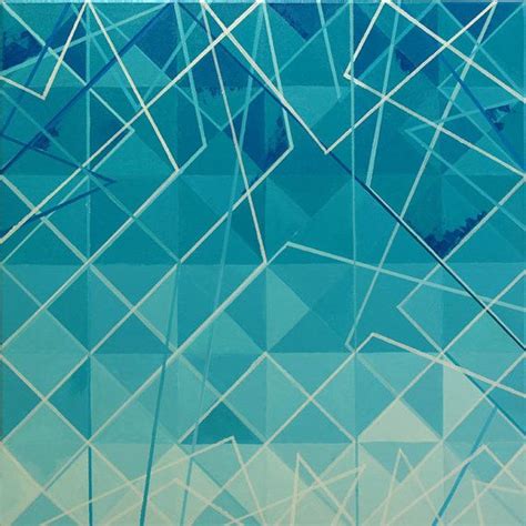 Acrylic Painting Trigonum 5 Blue Triangles By Puroldesignbags