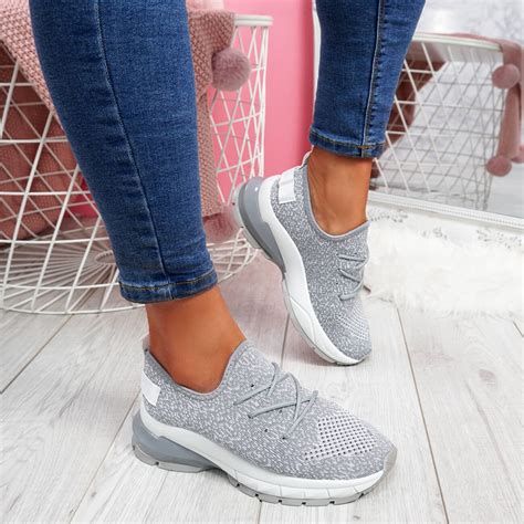 Womens Ladies Lace Up Chunky Mesh Trainers Running Sneakers Women Shoes