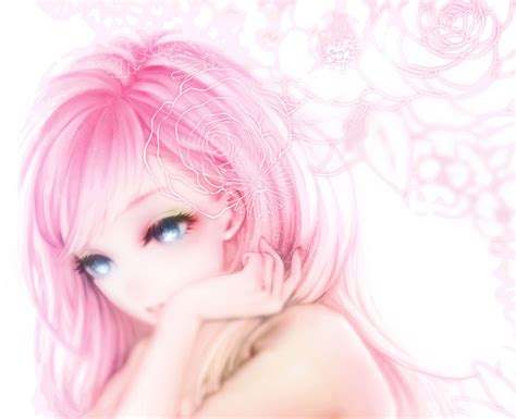 Blueeyes Close Flowers Megurineluka Ohagiymnky Pinkhair Vocaloid