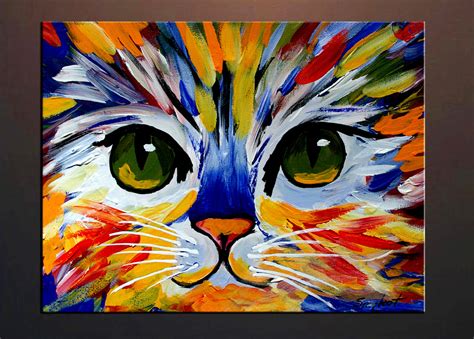 Colorful Kitty Abstract Cat Print From My Original Oil