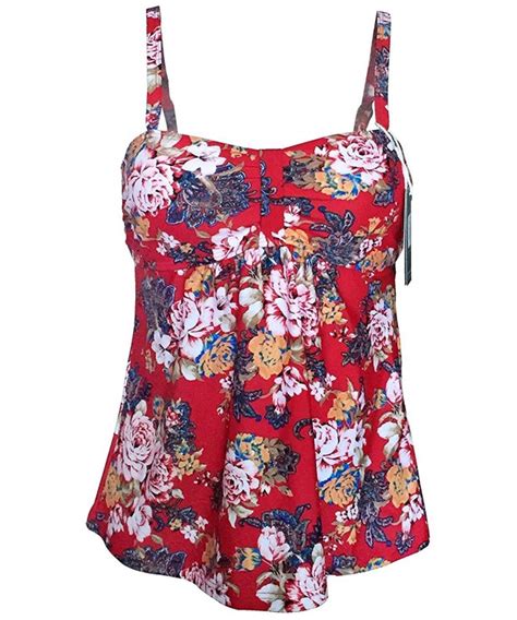 women s vintage floral print tankini top swimsuit fba red cl12k6vffx1