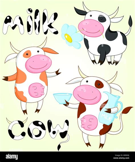 Vector Collection Of Three Funny Cows Stock Vector Image And Art Alamy