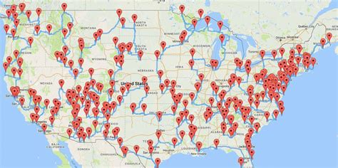 The Map Visits Every National Park Site In The Lower 48 States National Parks Road Trip Fun