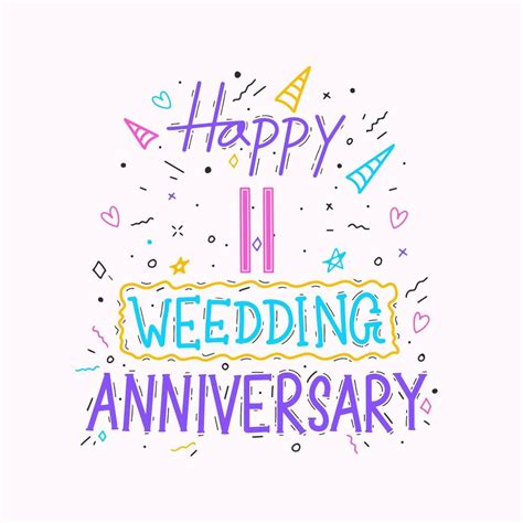 Happy 11th Wedding Anniversary Hand Lettering 11 Years Anniversary