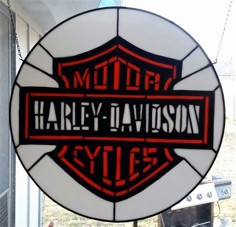Stained Glass Harley Davidson Logo Stained Glass Faux Stained Glass Stained Glass Art