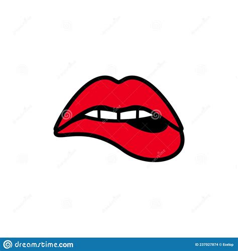 Womans Sensuous Lips Beauty Open Mouth Biting Lip Stock Vector