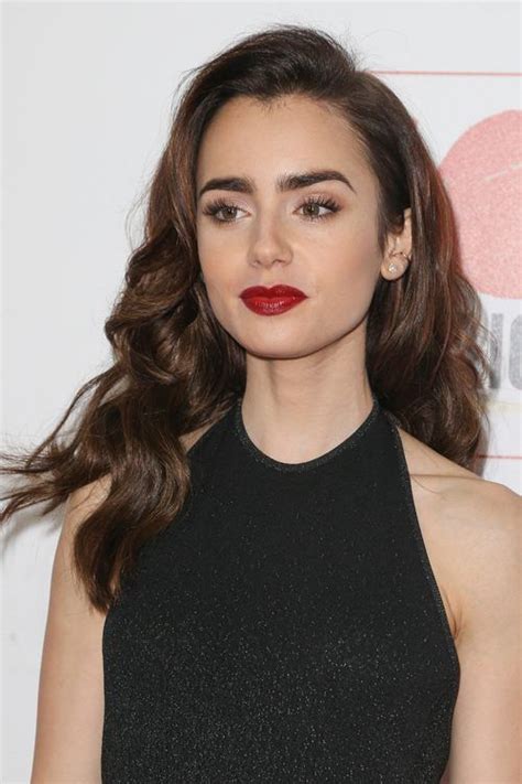 side swept look lily collins hair lily collins long hair lilly collins hair