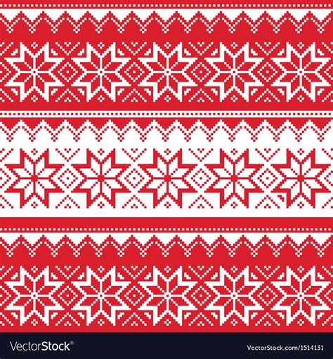 Nordic Seamless Christmas Red Pattern Royalty Free Vector