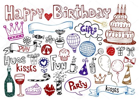 Set Of Birthday Doodles — Stock Vector © Azzzya 2806106