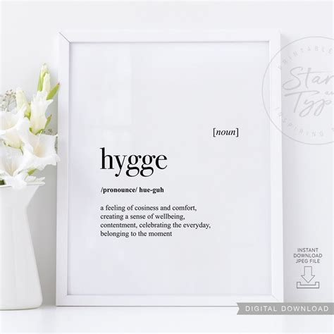 Hygge Definition Printable Art Danish Lifestyle Hygge Quote Etsy Uk