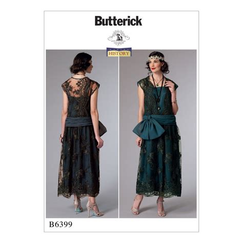Butterick Sewing Pattern 6399 Misses Drop Waist Dress With Oversiz