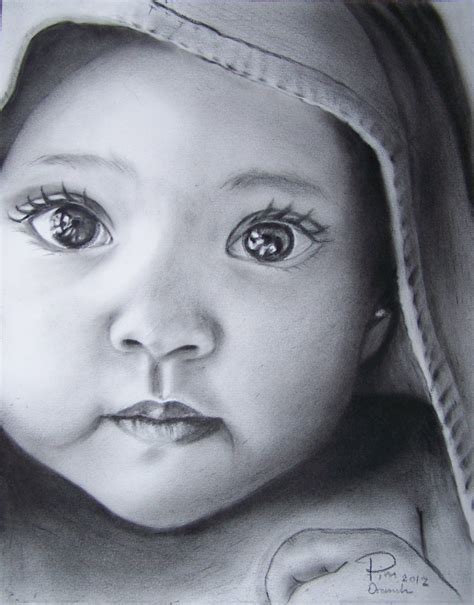 Baby Original Charcoal Drawing 85 X 11 Other For Sale By Oranootpim