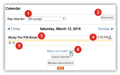 The Moodle Calendar