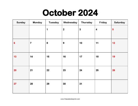 October 2024 Calendar Printable Pdf Template