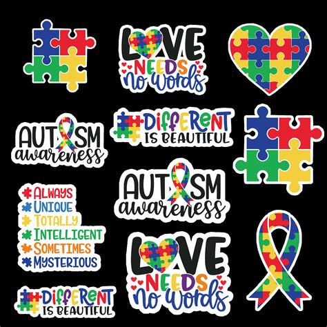 Autism Print Then Cut Stickers Instant Download For Cutting Etsy