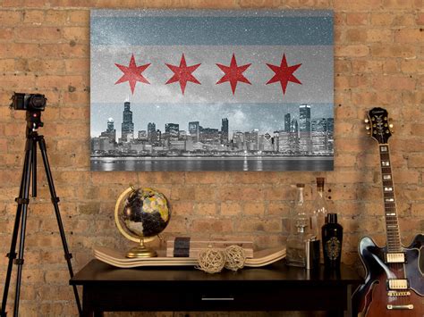 Chicago Flag Skyline Stars Canvas Zapwalls