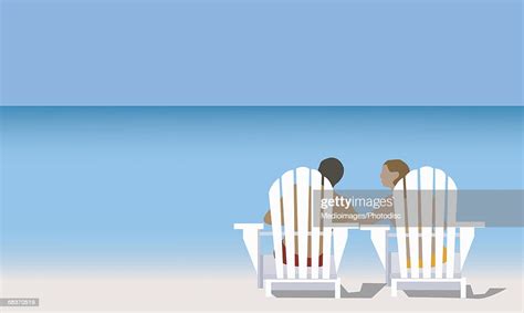 Couple On Deck Chair At Beach Rear View High Res Vector Graphic Getty Images