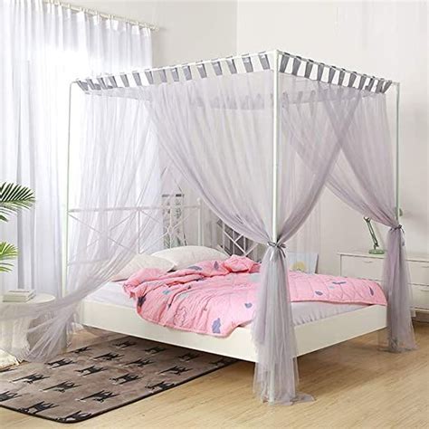Mengersi Simple 4 Corners Post Curtain Bed Canopy Bed Frame Canopies