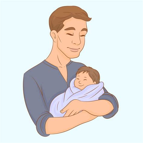 Dad Carrying In His Arms His Little Newborn Son 2288069 Vector Art At