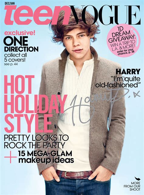 Harry styles is making american vogue history as the first solo male to ever appear on the for his new vogue photoshoot, styles continues to do just that. One Direction Teen Vogue Covers: Niall, Harry, Zayn, Liam ...