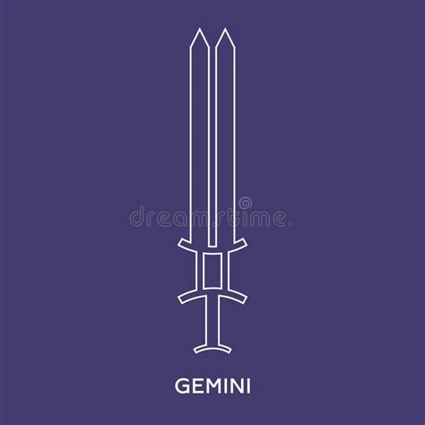 Gemini Jaki To Znak Zodiaku - Objaw Gemini Zodiac Ikona Stylu Linii Miecza Broni Zodiakalnej Jedna Z 12 Broni Zodiaku Znak