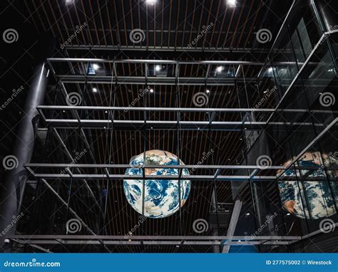 Nighttime View Of A Globe Installation In Vancouver Canada Editorial