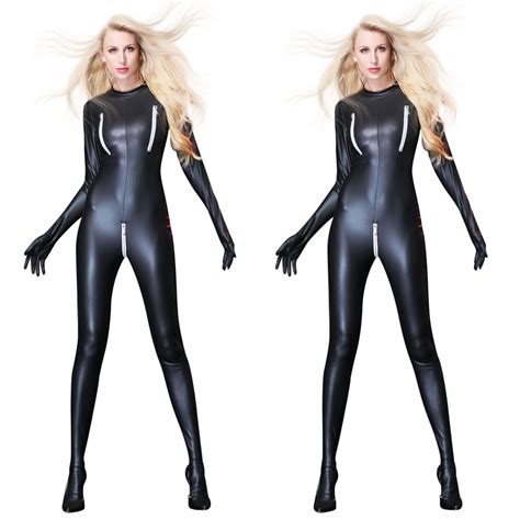 Women Sexy Patent Leather Jumpsuit Bondage Zentai Catsuit Wetlook Pu