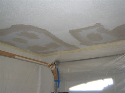 The force of gravity dictates that ceiling sheetrock really needs something substantial (like screws) to hold the patch in place. Drywall Patch On Popcorn Ceiling - Drywall - Contractor Talk