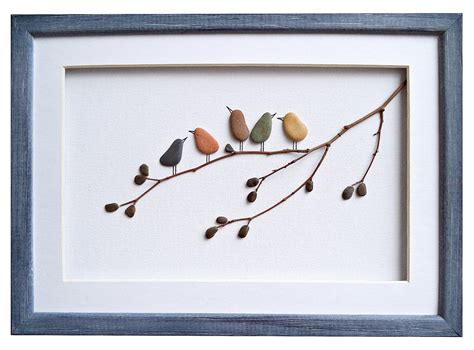 Birds On A Branch This Pebble Art Piece Is A Lovely Idea For A Nursery Decor Or Rustic Home