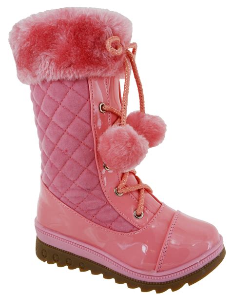 New Kids Mid Calf Fashion Girls Winter Warm Low Heel Wedge Snow Boots