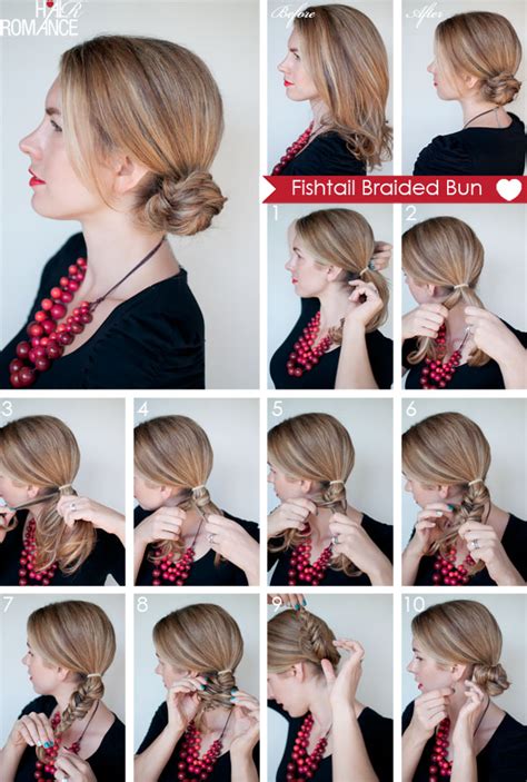 How To Fishtail Braided Bun Hairstyle Hair Romance