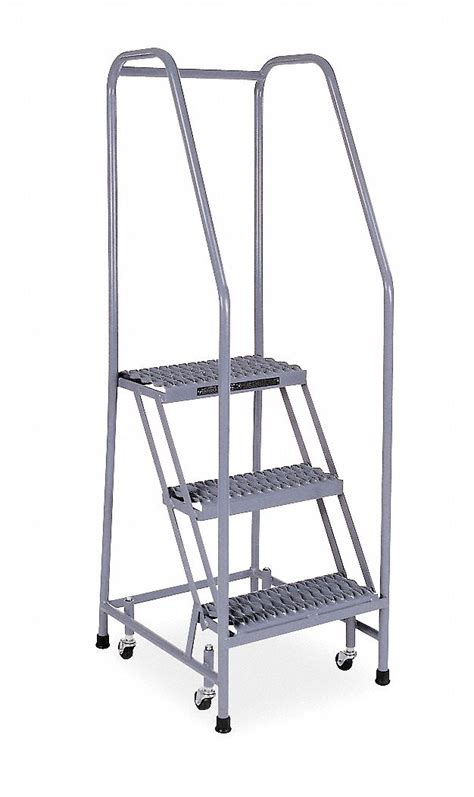 Cotterman 3 Step Rolling Ladder Serrated Step Tread 60 In Overall