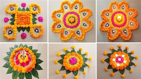5 Simple Diwali Flower Rangoli Designs Flower Rangoli Design For