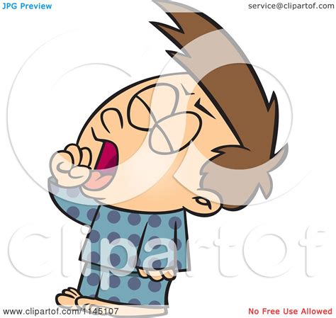 Cartoon Of A Tired Boy Yawning Royalty Free Vector Clipart By