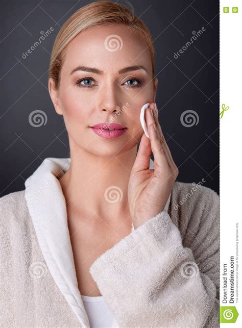 Beautiful Nourished Woman Cleaning Her Face Stock Image Image Of Natural Hand 81968973