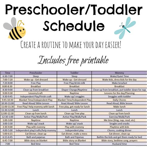 Toddler Schedule Daily Toddler Schedule Kids Schedule