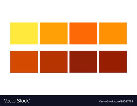 Orange Color Tile Shade And Ligths Palette For Vector Image