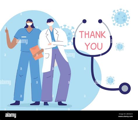 Thank You Doctors And Nurses Physician And Nurse With Medical Report