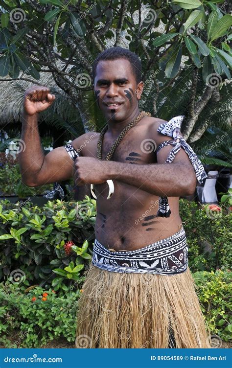 Indigenous Fijian Man Greeting Bula Hello In Fiji Editorial Stock Image