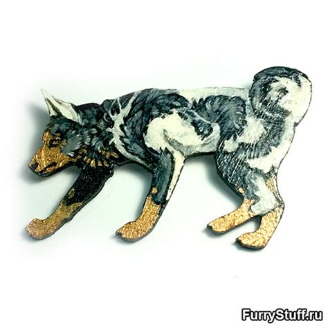 Wooden Pin Wolf With Golden Paws Furry Stuff Best Furry Shop