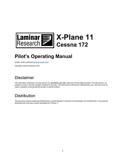 X Plane 11 Cessna 172 Pilots Operating Manual Docslib
