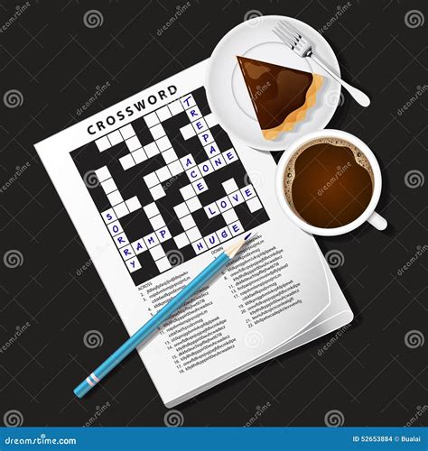 Illustration Of Crossword Game Mug Of Coffee And Pie Stock Vector