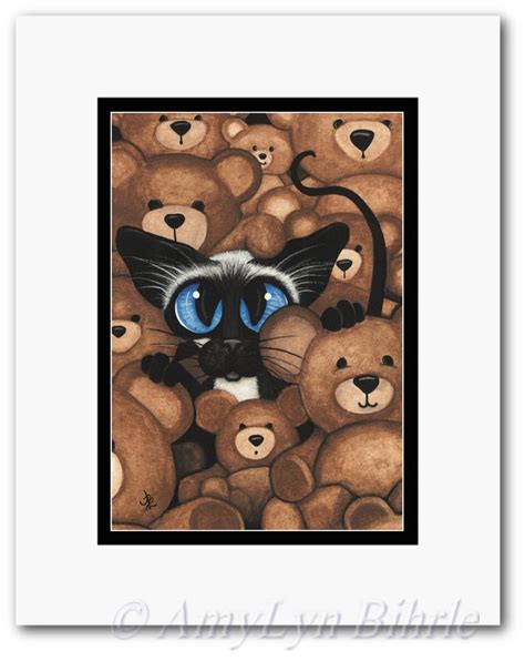 Siamese Cat And Teddy Bears Art Art Print By Bihrle Ck361 Etsy