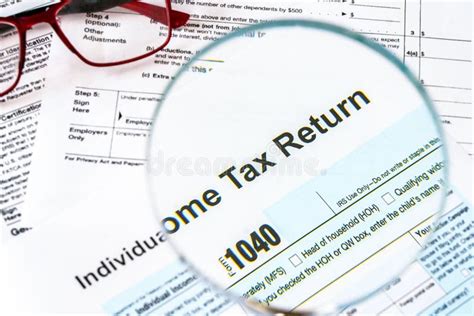 Close Up Of United States Federal Income Tax Return Irs 1040 Documents