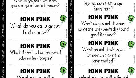 hink pink worksheet printable