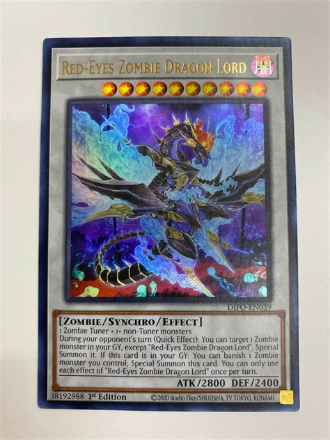 Yugioh Red Eyes Zombie Dragon Lord Difo En039 Ultra Rare 1st Edition