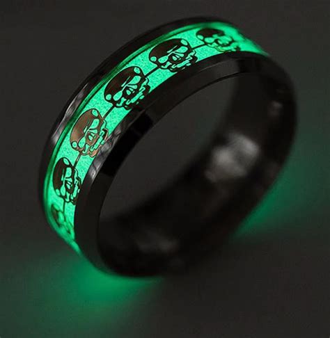 Self Luminous Skull Glow In The Dark Ring Silver And Gold Models 16 Si